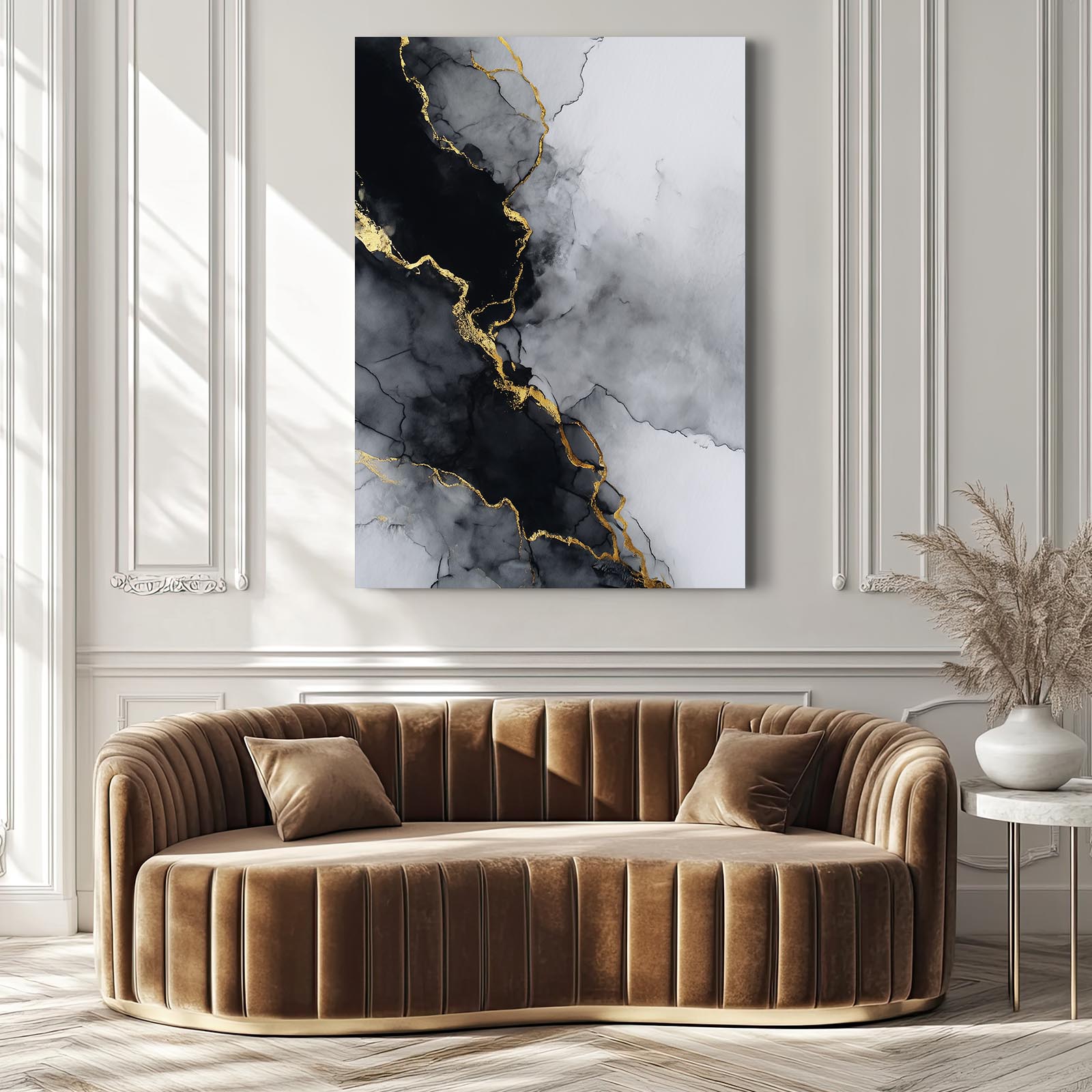 Frost Marble Vein Gold Art – styled in a furnished interior