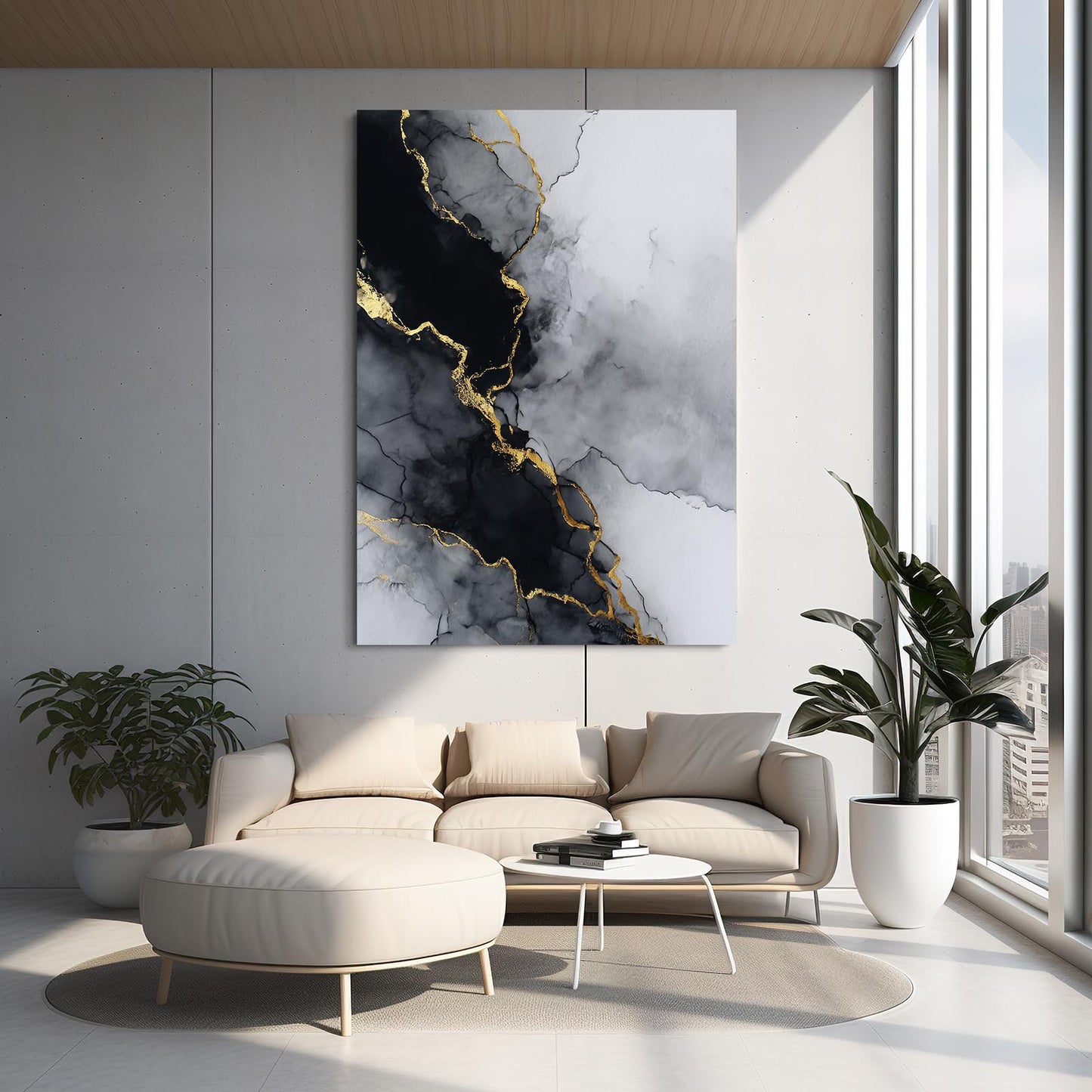 Frost Marble Vein Gold Art – styled in a furnished interior