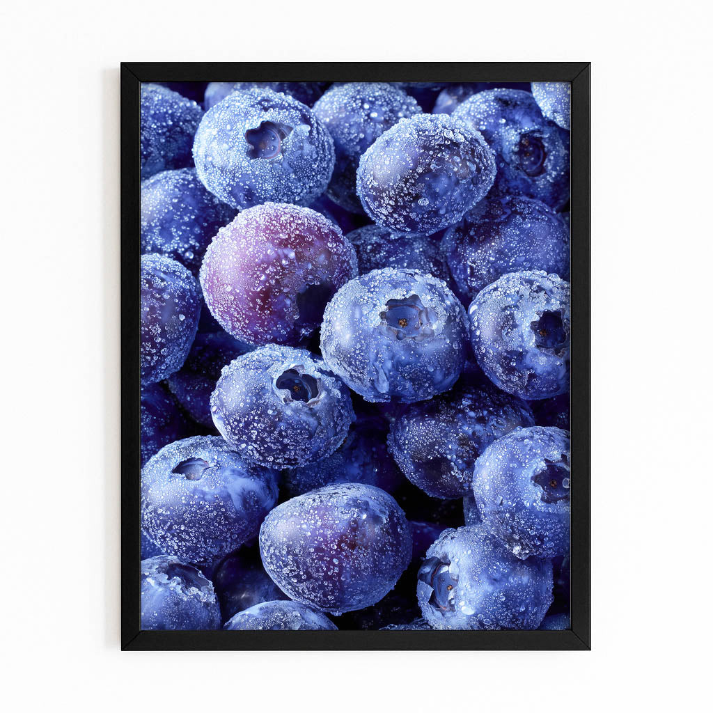 Frosted Grapes Macro Fruit Prints – with Premium Black frame on white background