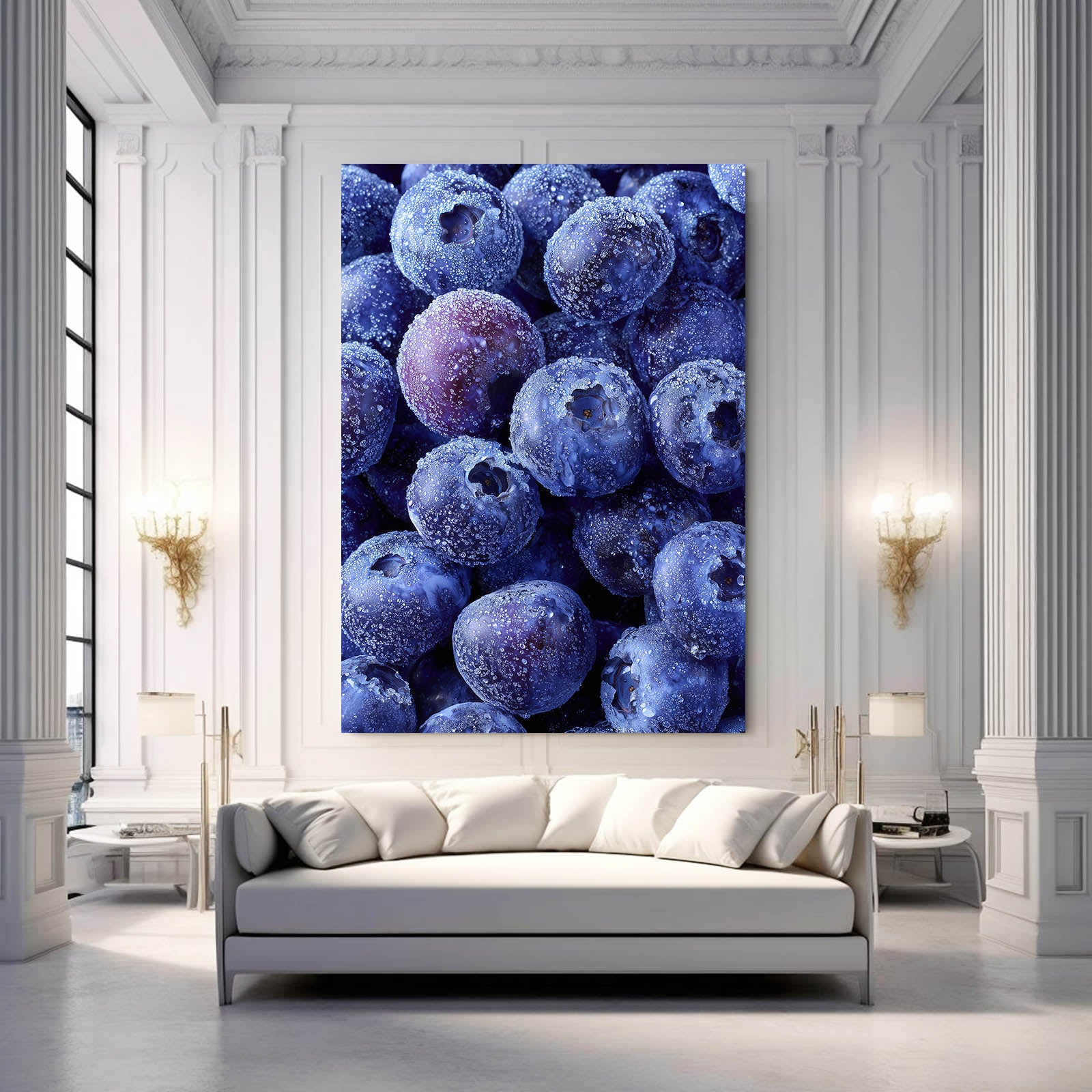 Frosted Grapes Macro Fruit Prints – styled in a furnished interior