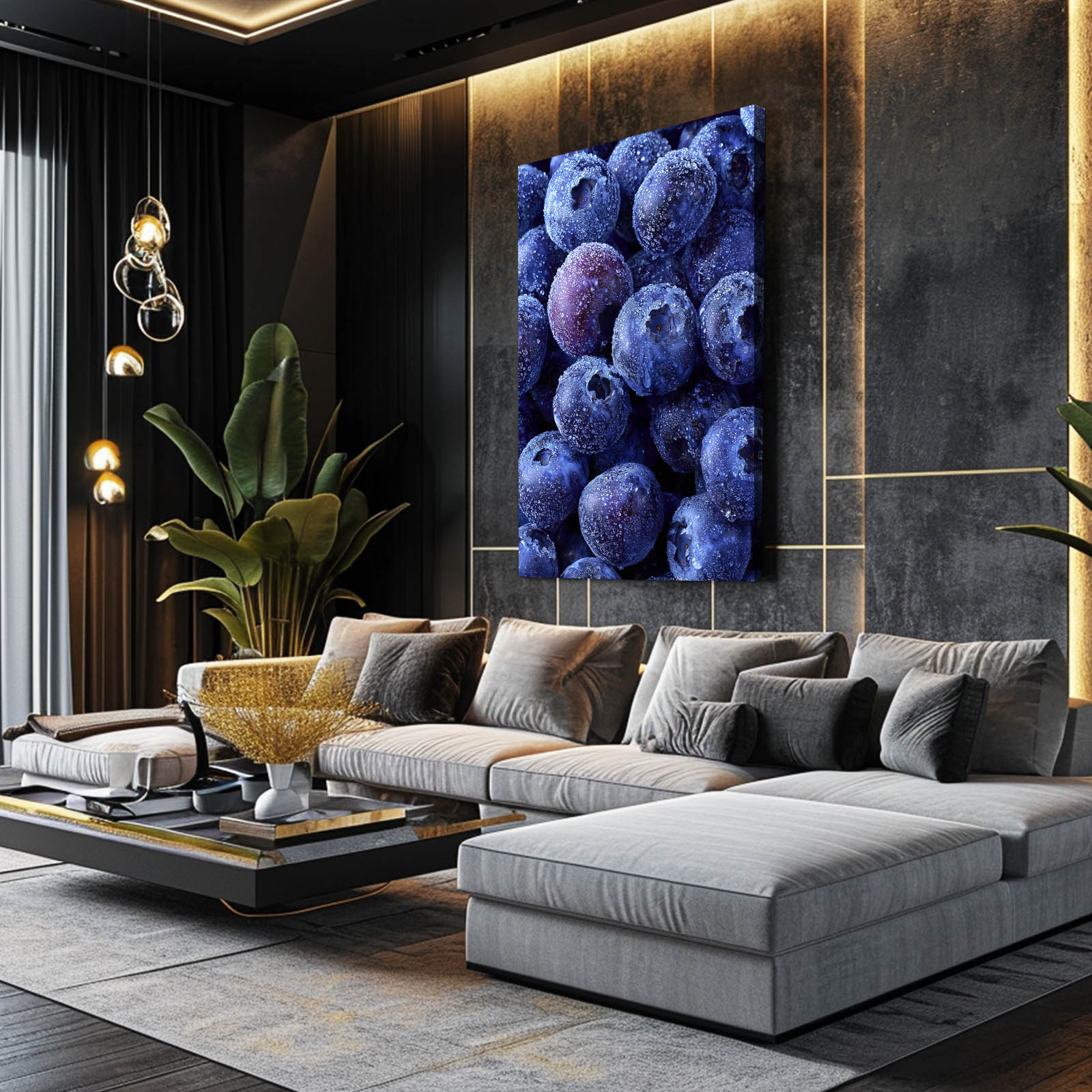 Frosted Grapes Macro Fruit Prints – styled in a furnished interior
