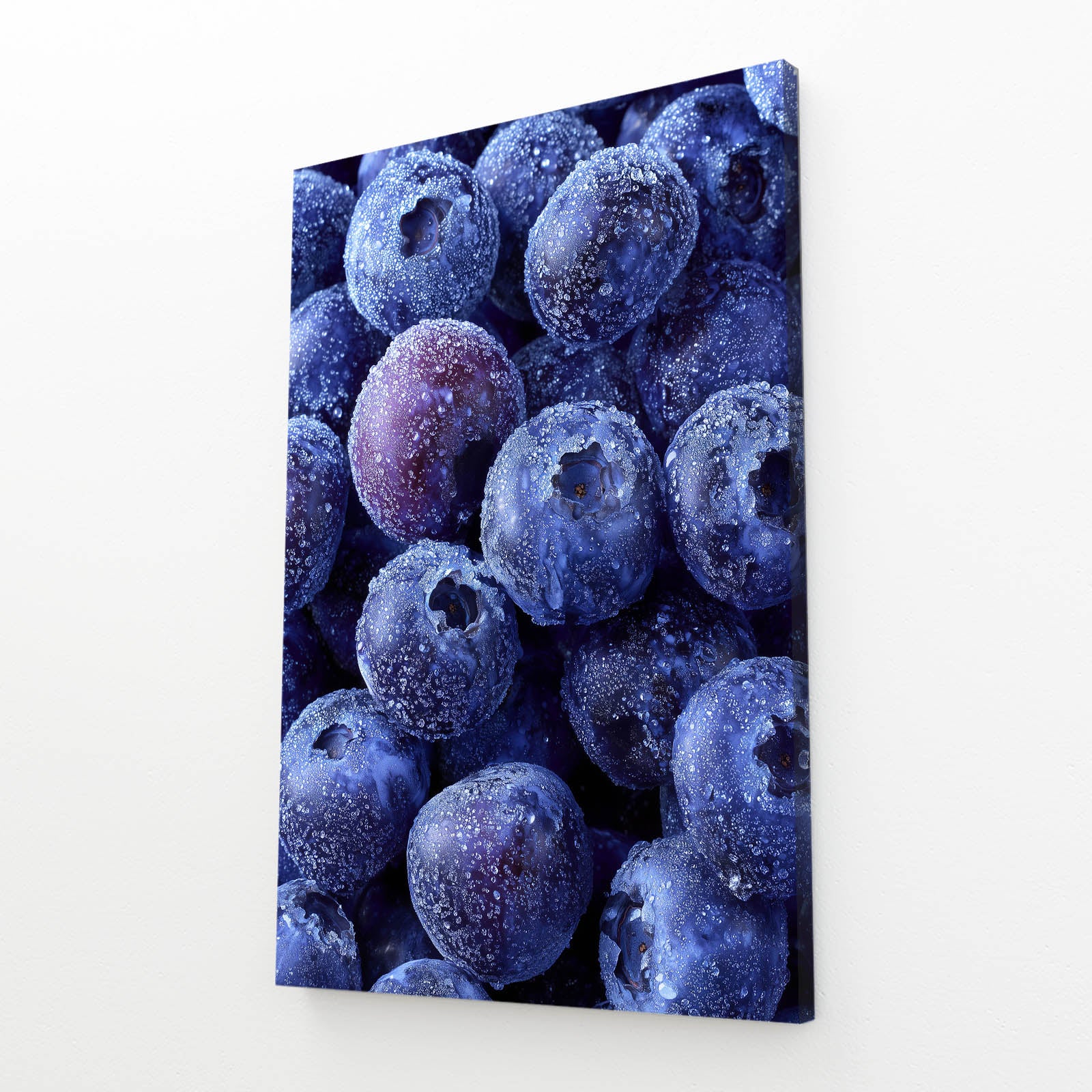 Frosted Grapes Macro Fruit Prints – angled canvas view on white background