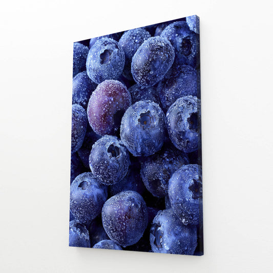 Frosted Grapes Macro Fruit Prints – angled canvas view on white background