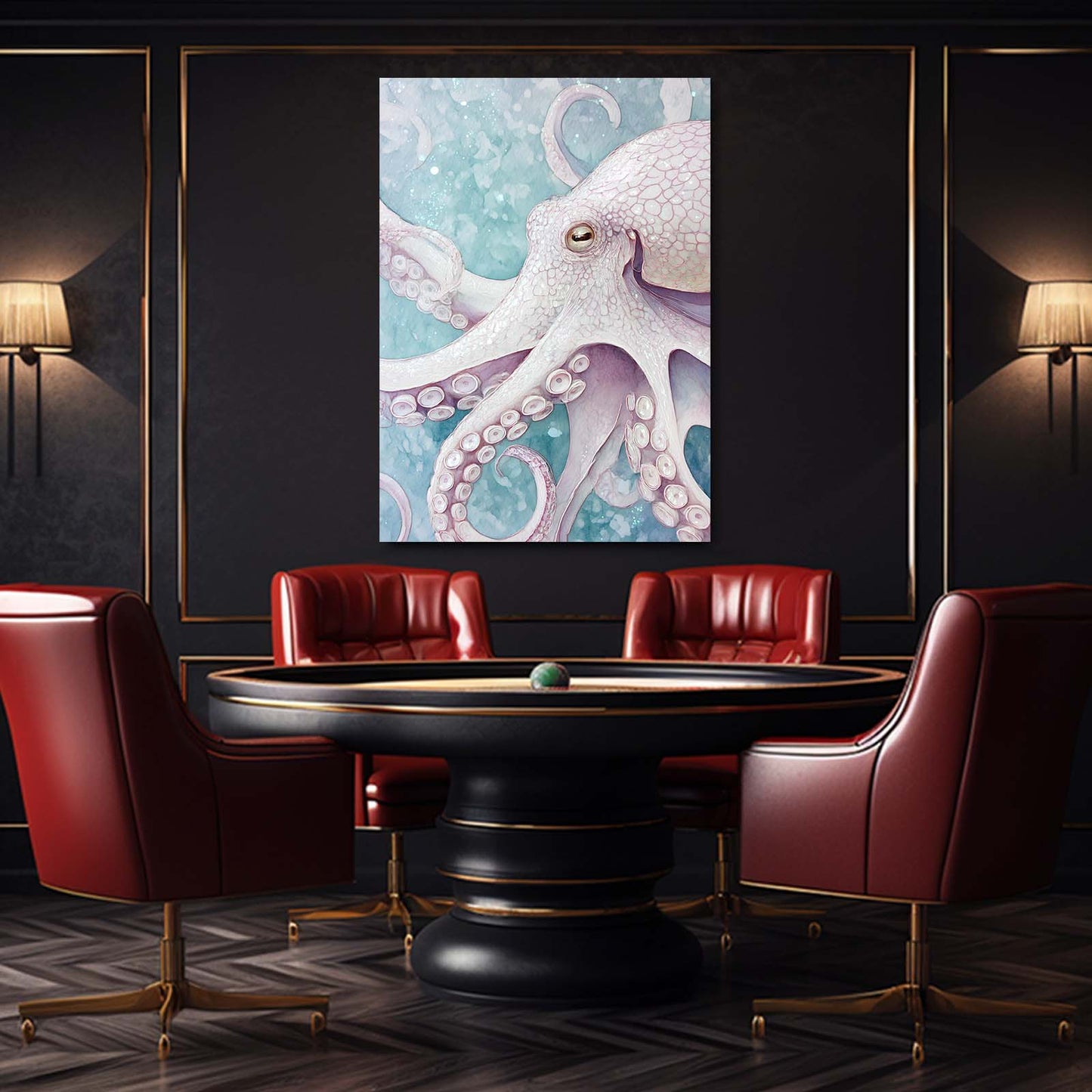 Frosted Ice Drift Octopus Prints – styled in a furnished interior