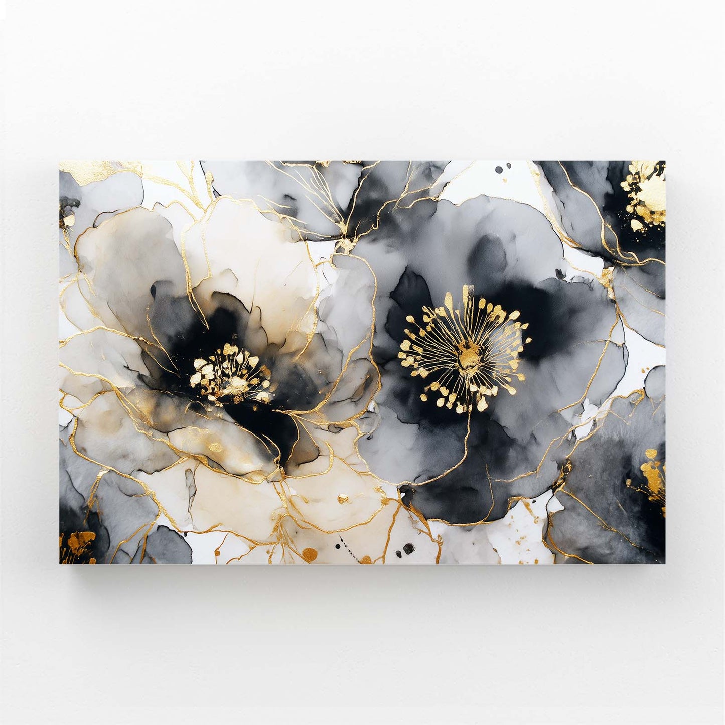 Frosted Ink Blooms Gold Canvas – frosted ink blooms gold canvas print