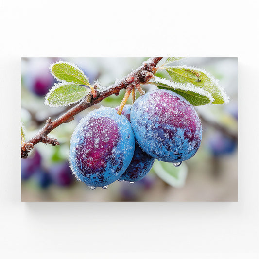 Frosted Plum Branch Fruit Art – frosted plum branch fruit canvas print