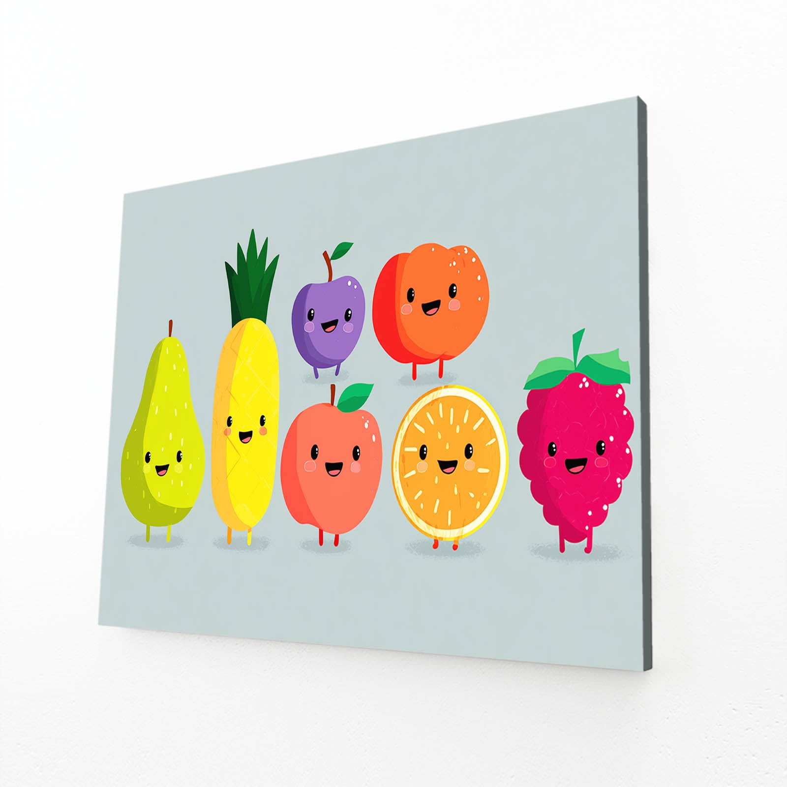 Fruit Family Parade Canvas Art – angled canvas view on white background