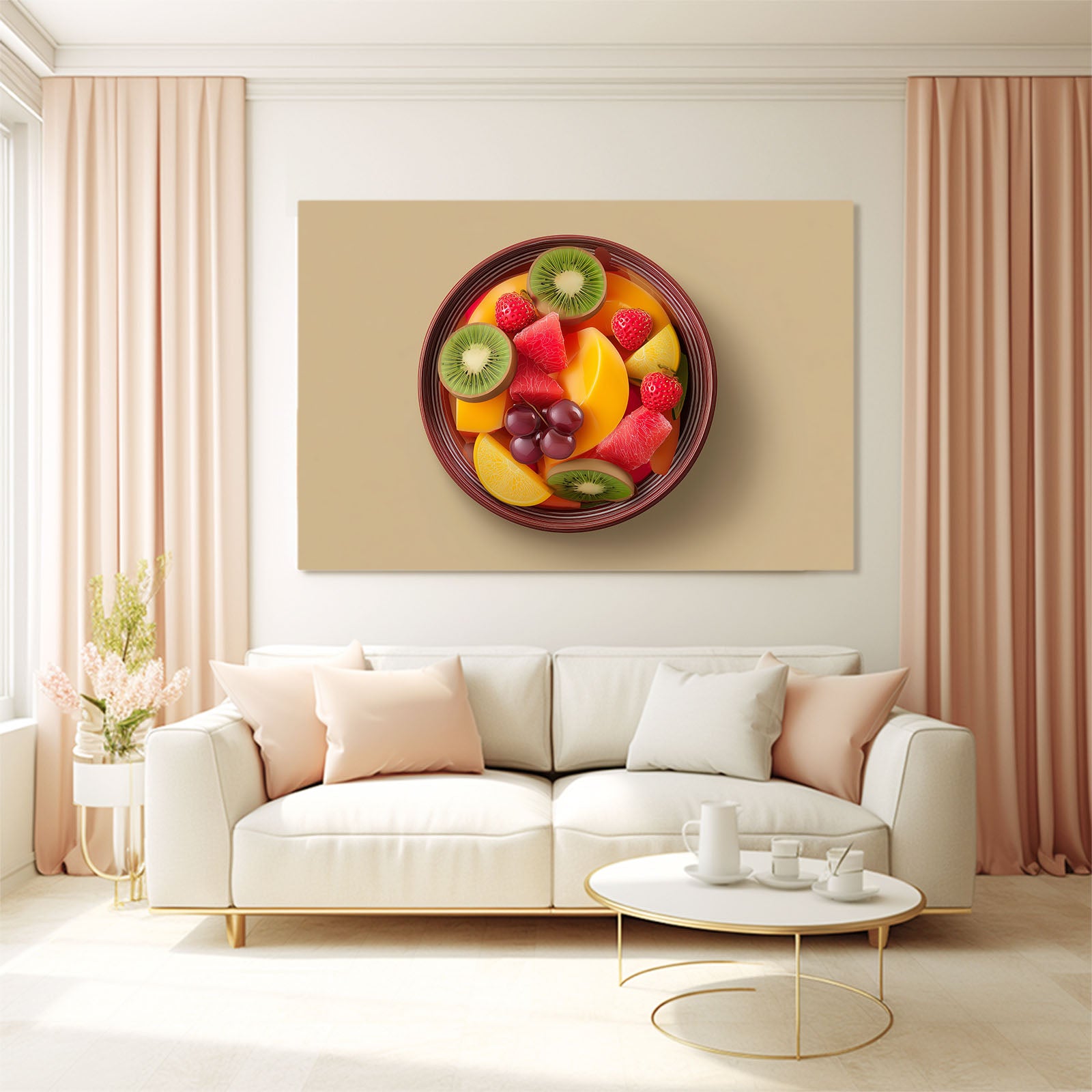 Fruit Salad Bowl Wall Art – styled in a furnished interior