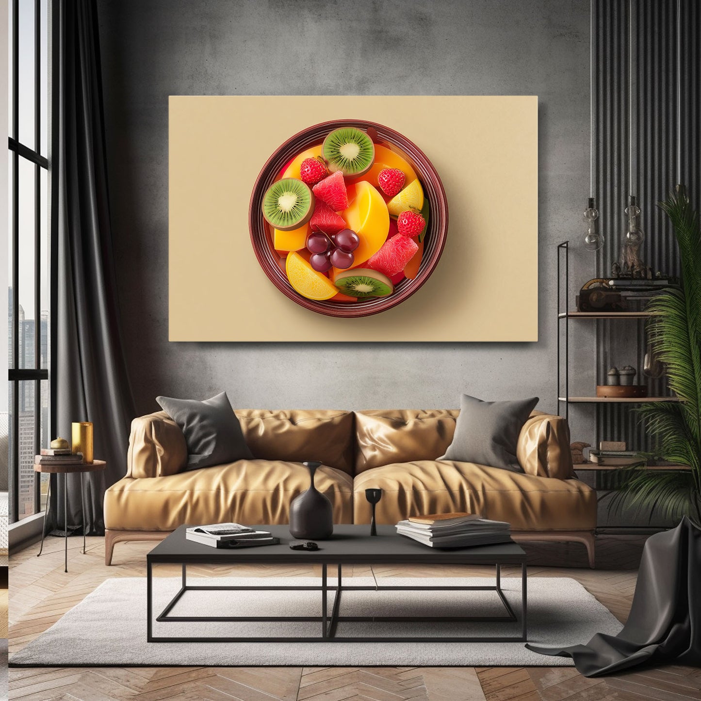 Fruit Salad Bowl Wall Art – styled in a furnished interior