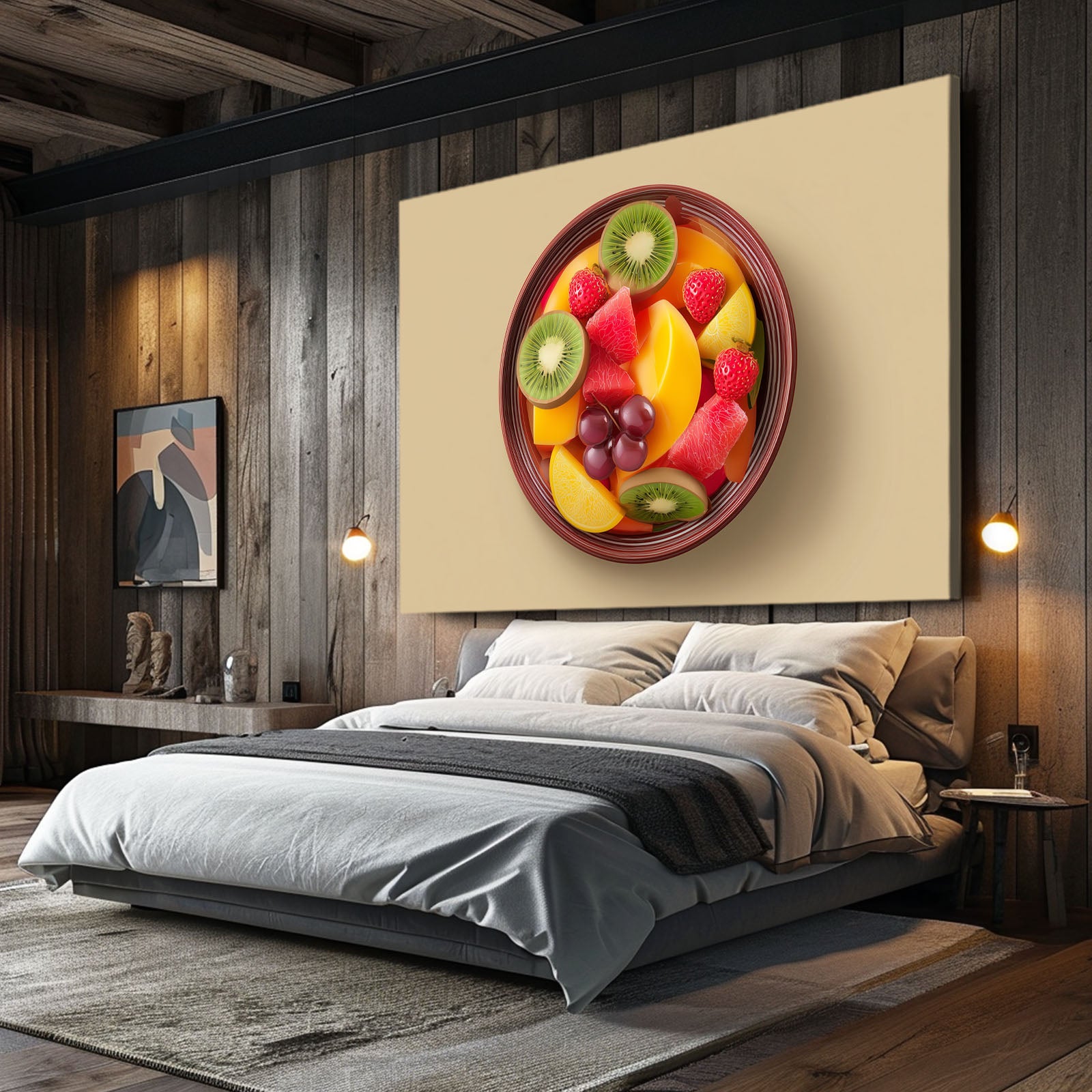 Fruit Salad Bowl Wall Art – styled in a furnished interior