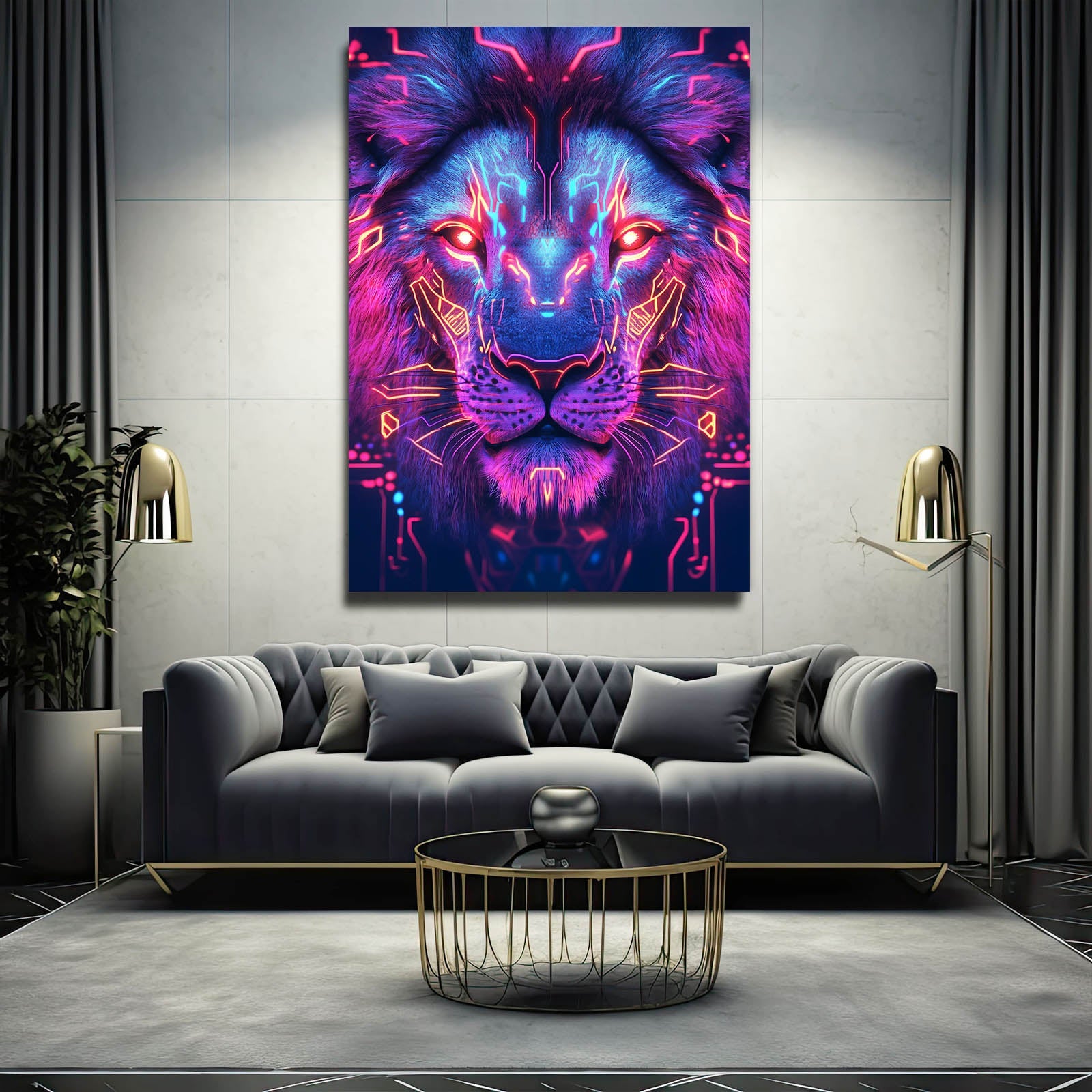 Futuristic Lion Wall Art