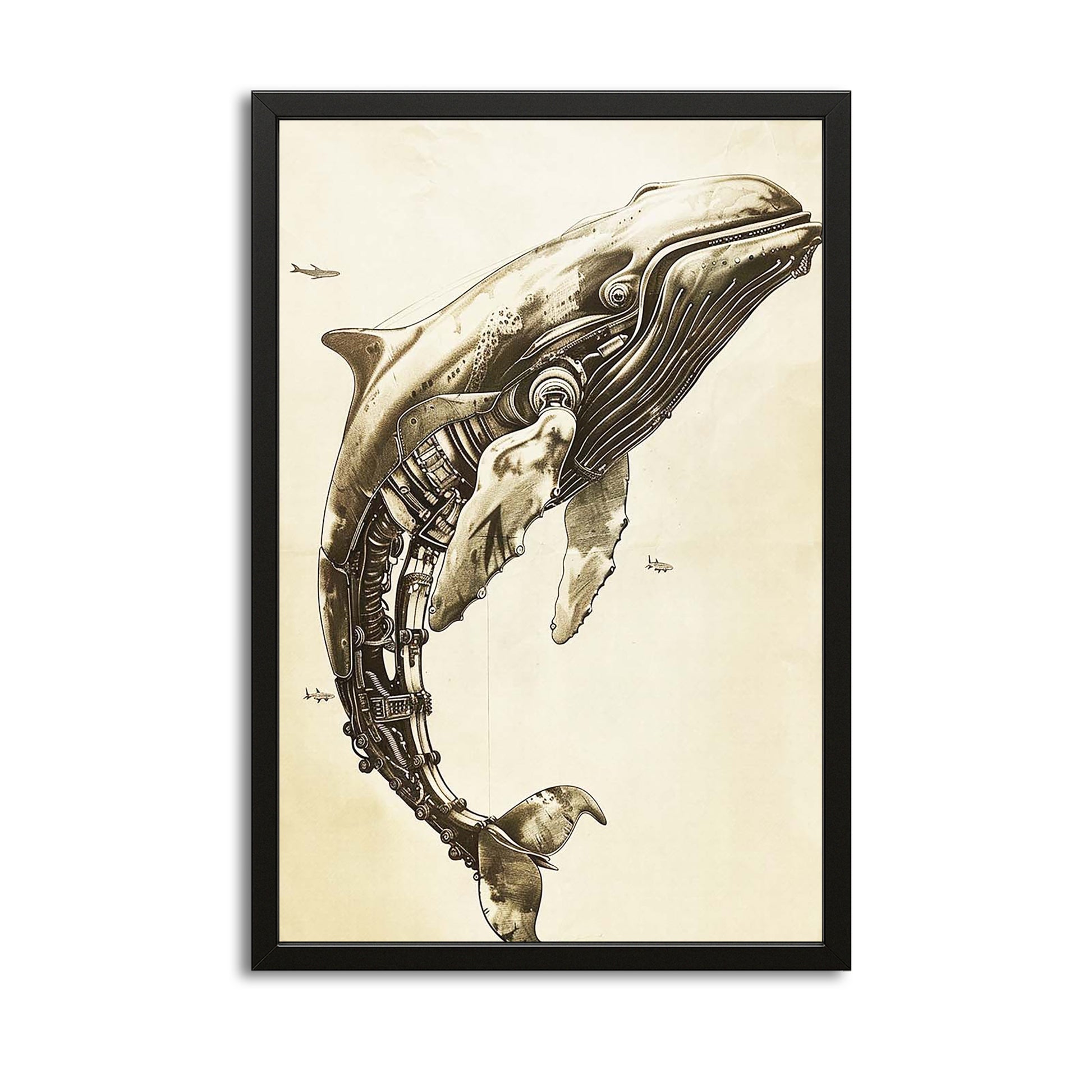 Futuristic Whale Art – canvas print on white background