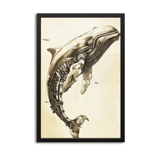 Futuristic Whale Art – canvas print on white background