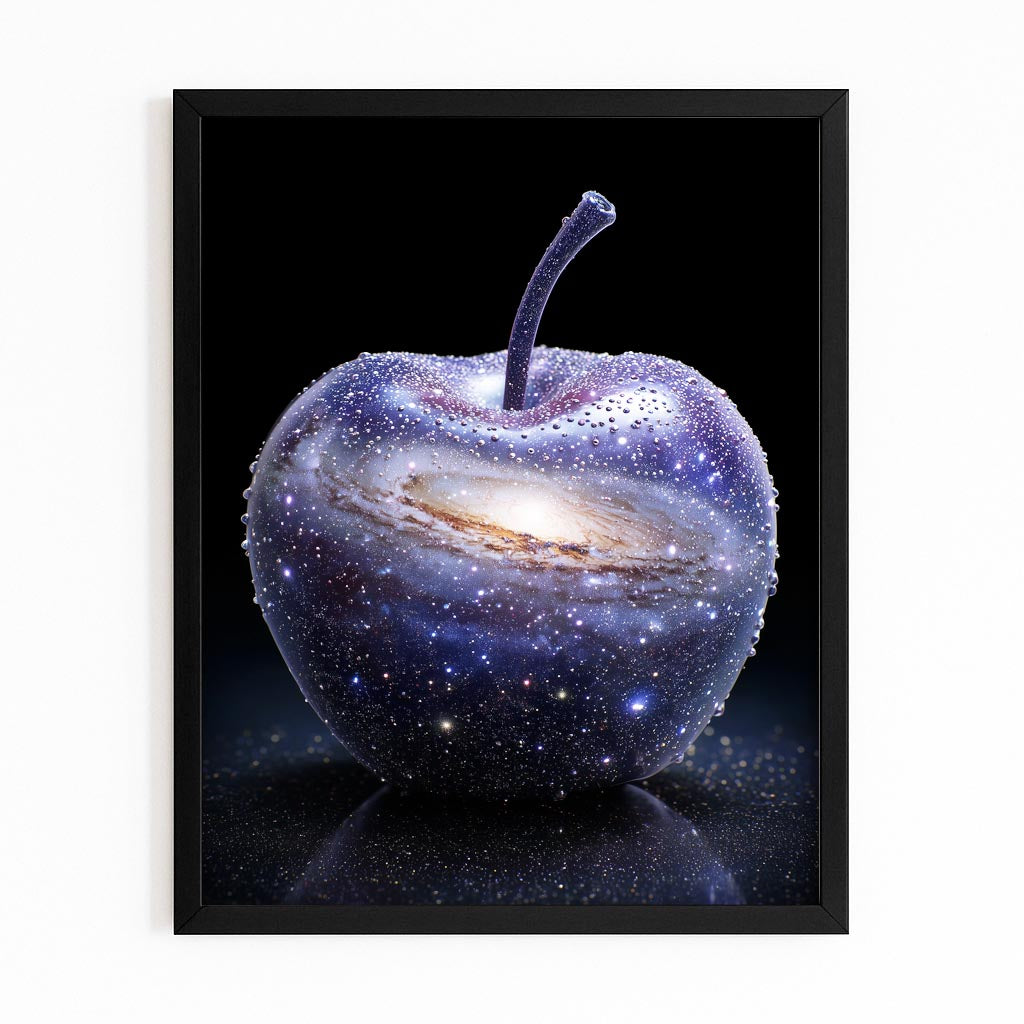 Galaxy Cosmos Apple Canvas Art – with Premium Black frame on white background