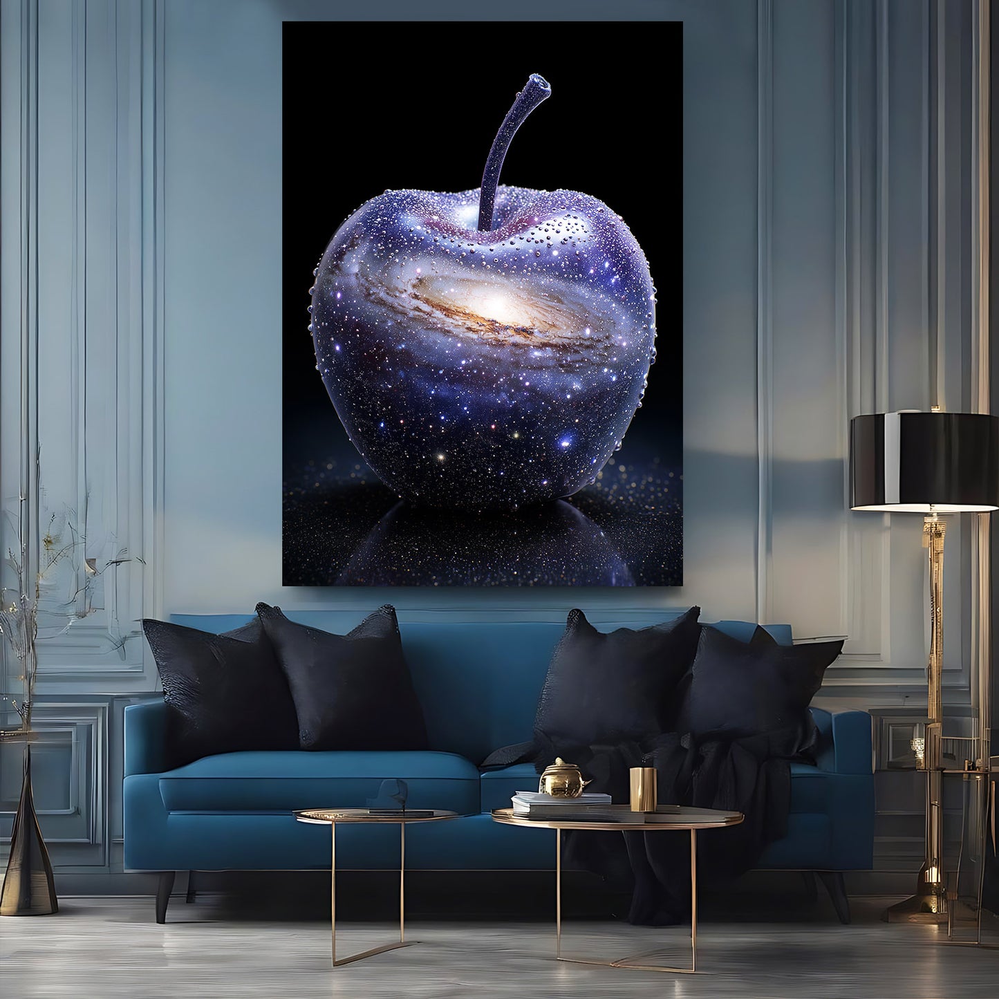 Galaxy Cosmos Apple Canvas Art – styled in a furnished interior
