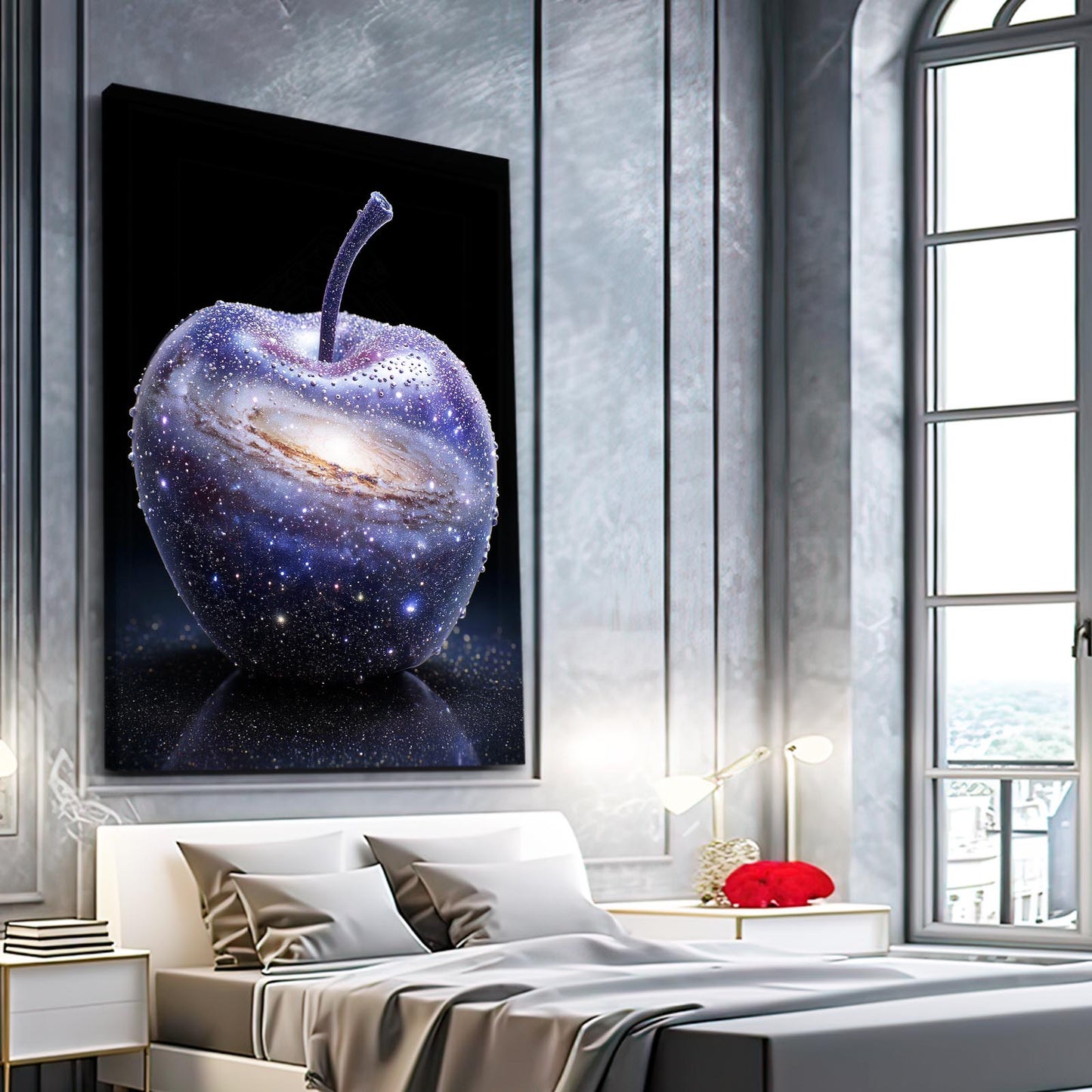 Galaxy Cosmos Apple Canvas Art – styled in a furnished interior