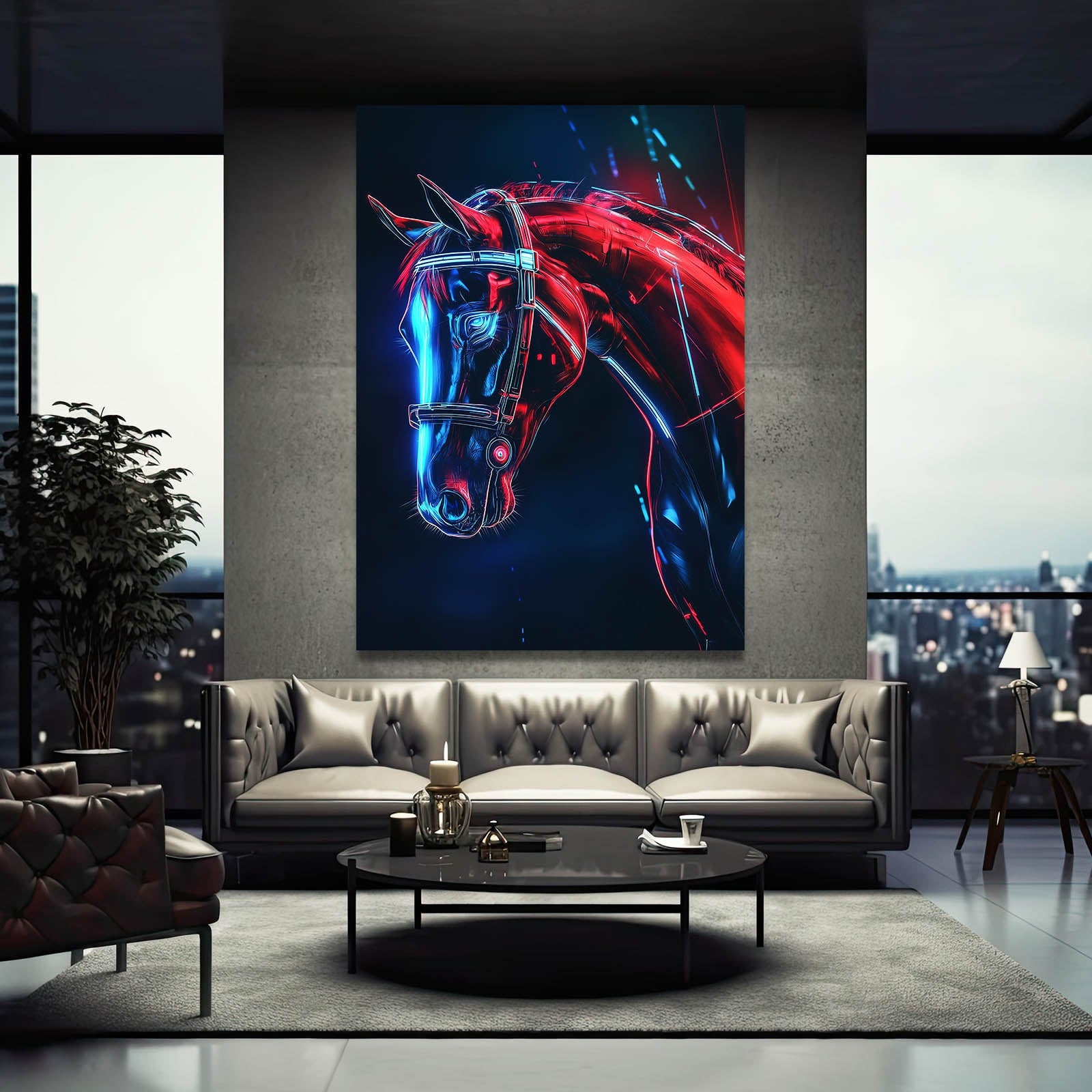 Gaming Horse Canvas – angled canvas view on white background