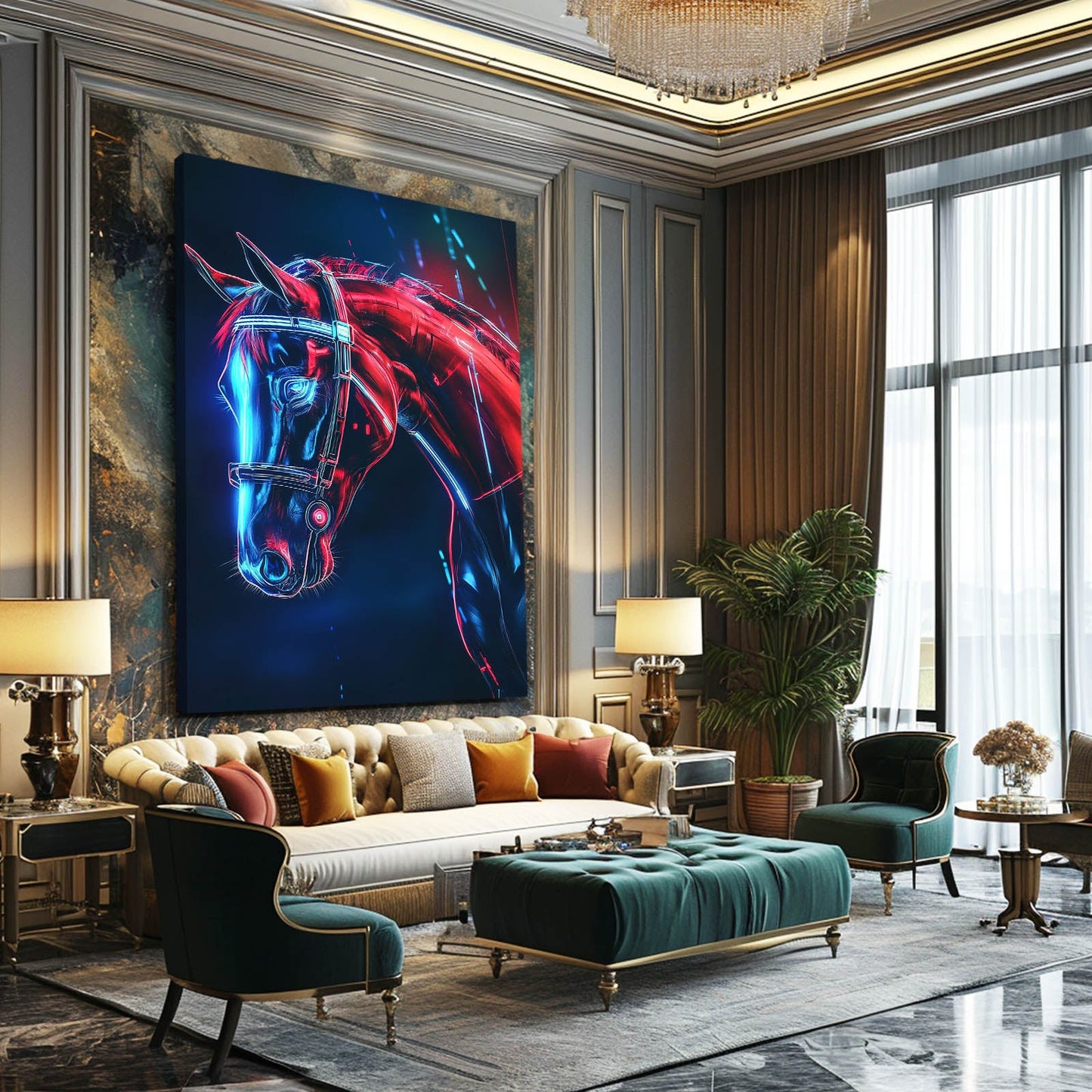 Gaming Horse Canvas – angled canvas view on white background