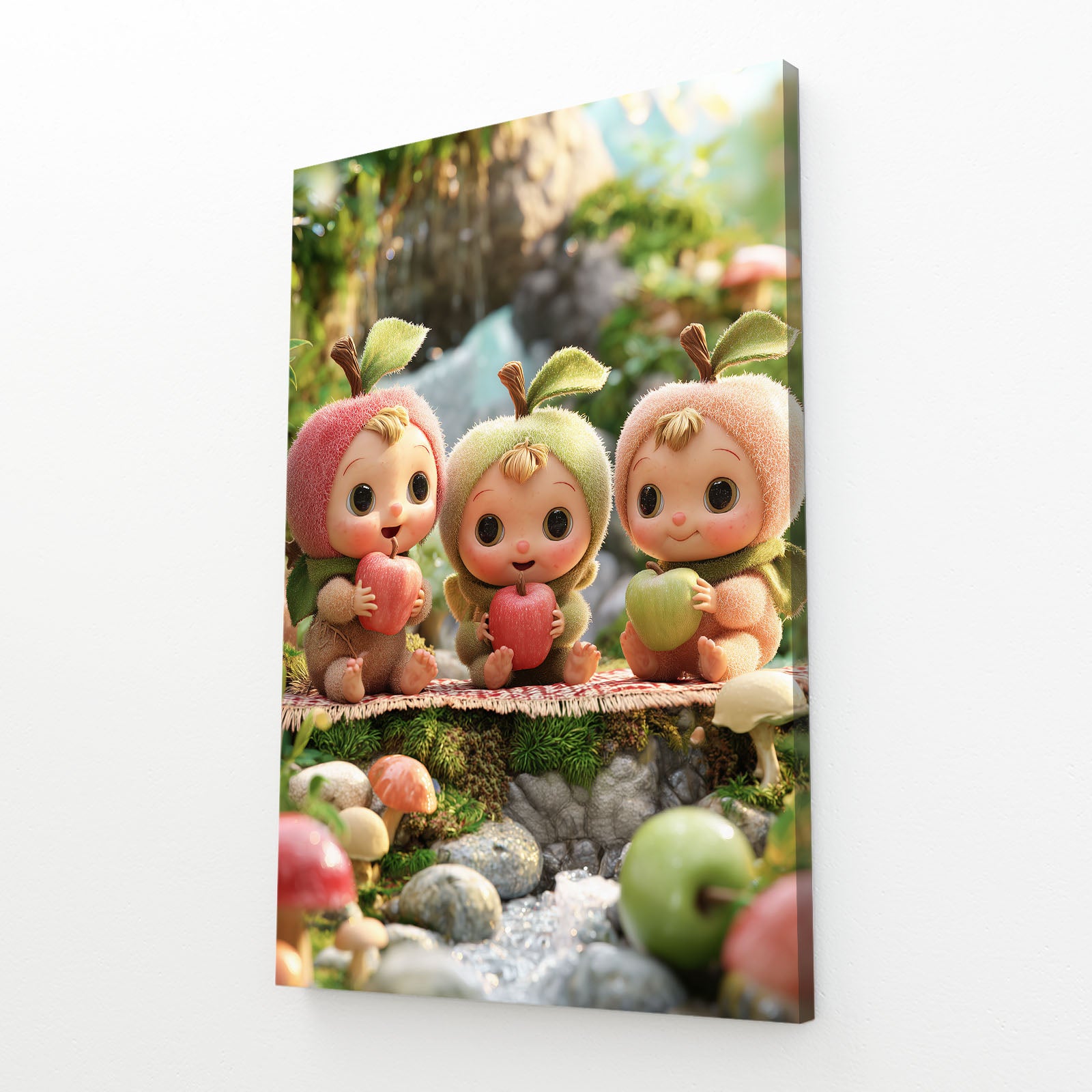 Garden Sprites Apple Canvas Art – angled canvas view on white background