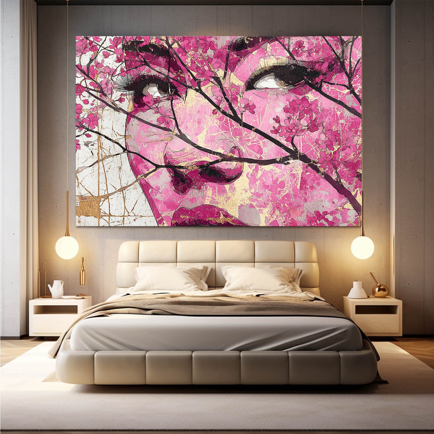 Geisha Gaze Cherry Blossom Prints – styled in a furnished interior