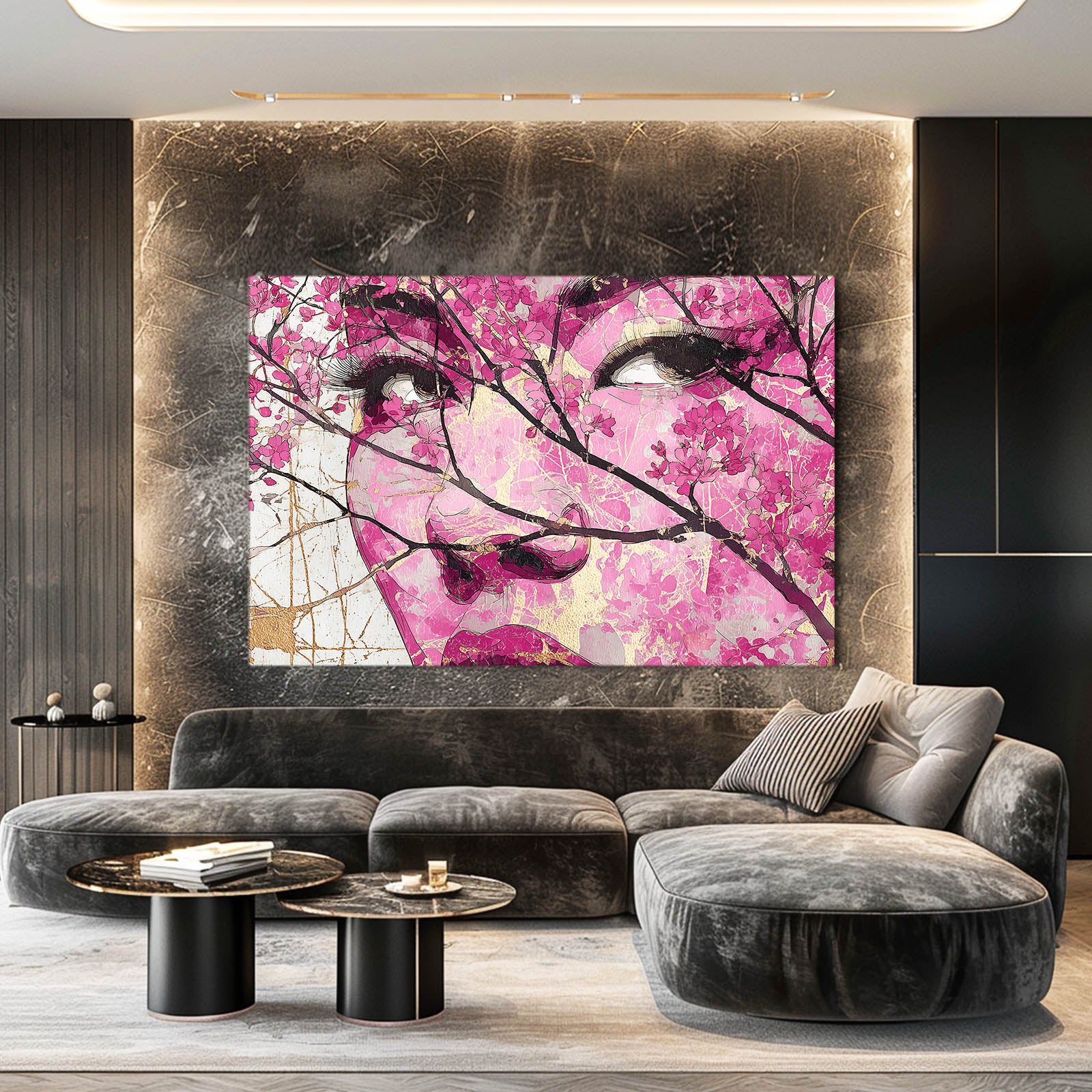 Geisha Gaze Cherry Blossom Prints – styled in a furnished interior