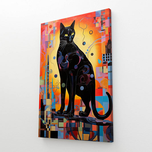 Geometric Abstract Cat Wall Art