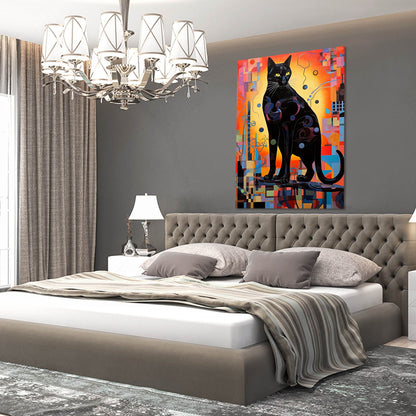 Geometric Abstract Cat Wall Art