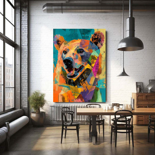 Geometric Bear Art — abstract canvas print in orange tones, view 3