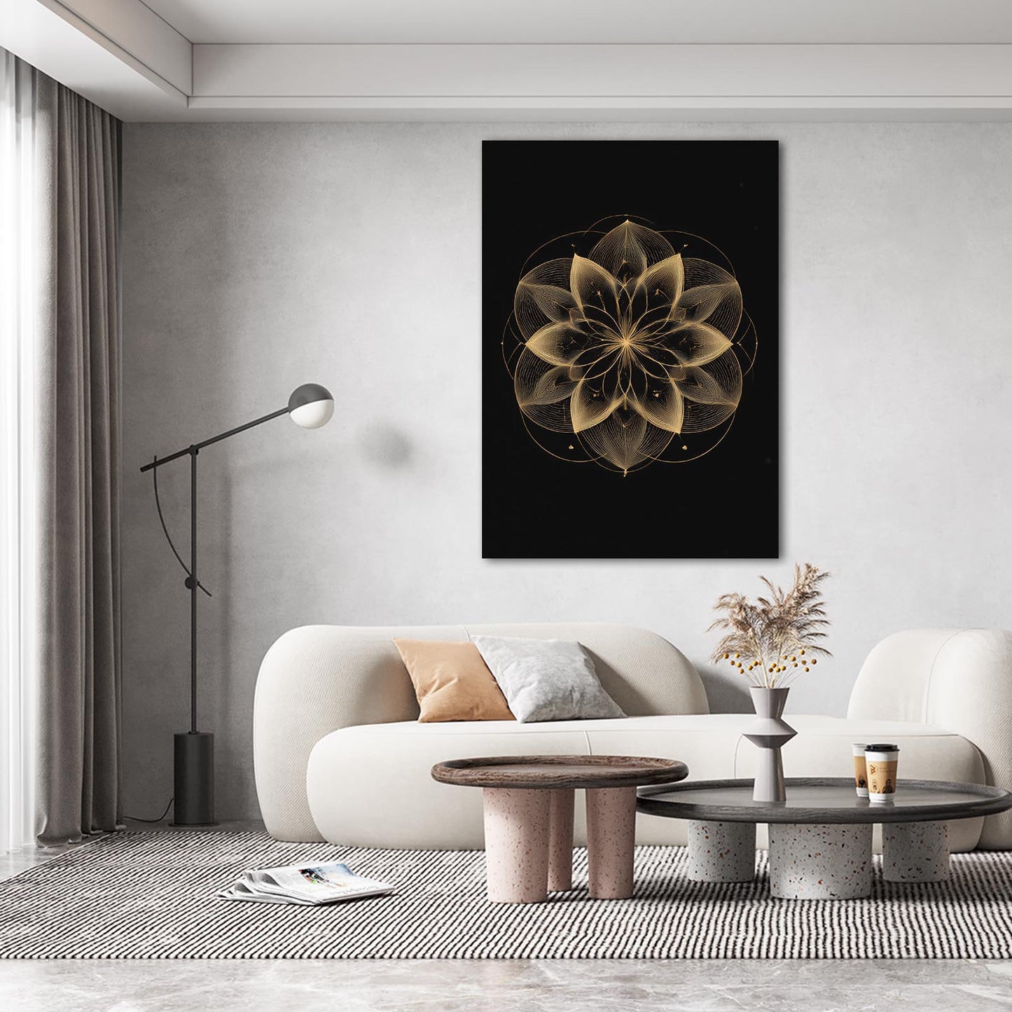 Geometric Bloom Gold Prints – styled in a furnished interior