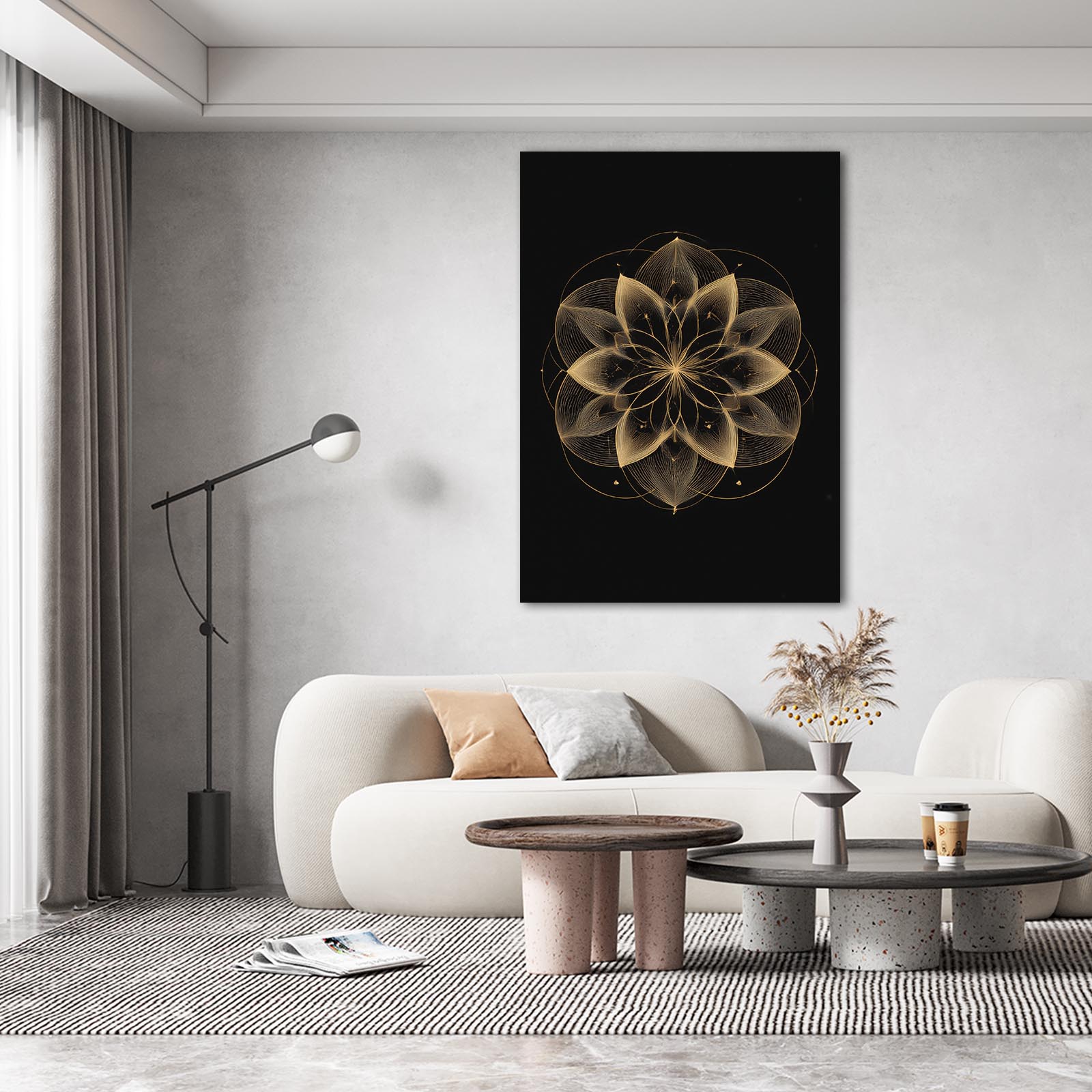 Geometric Bloom Gold Prints – styled in a furnished interior