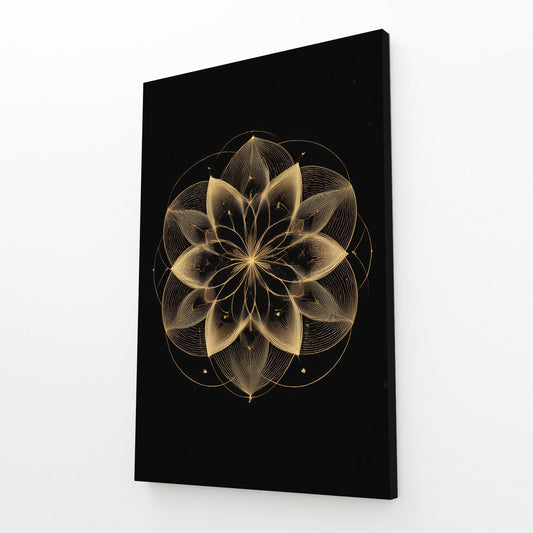 Geometric Bloom Gold Prints – angled canvas view on white background
