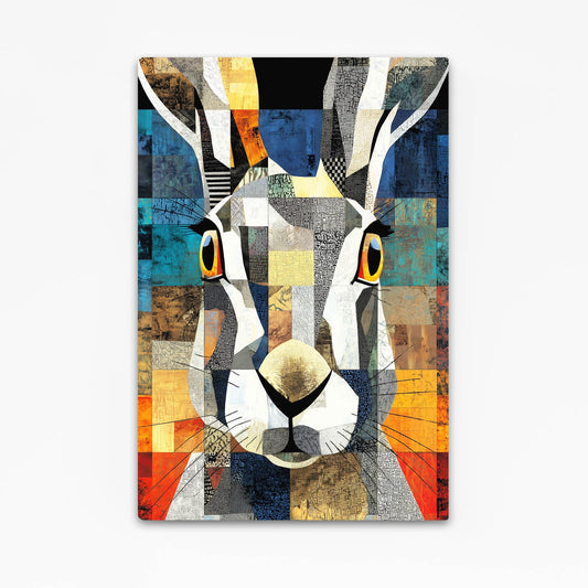 Geometric Bunny Art – angled canvas view on white background