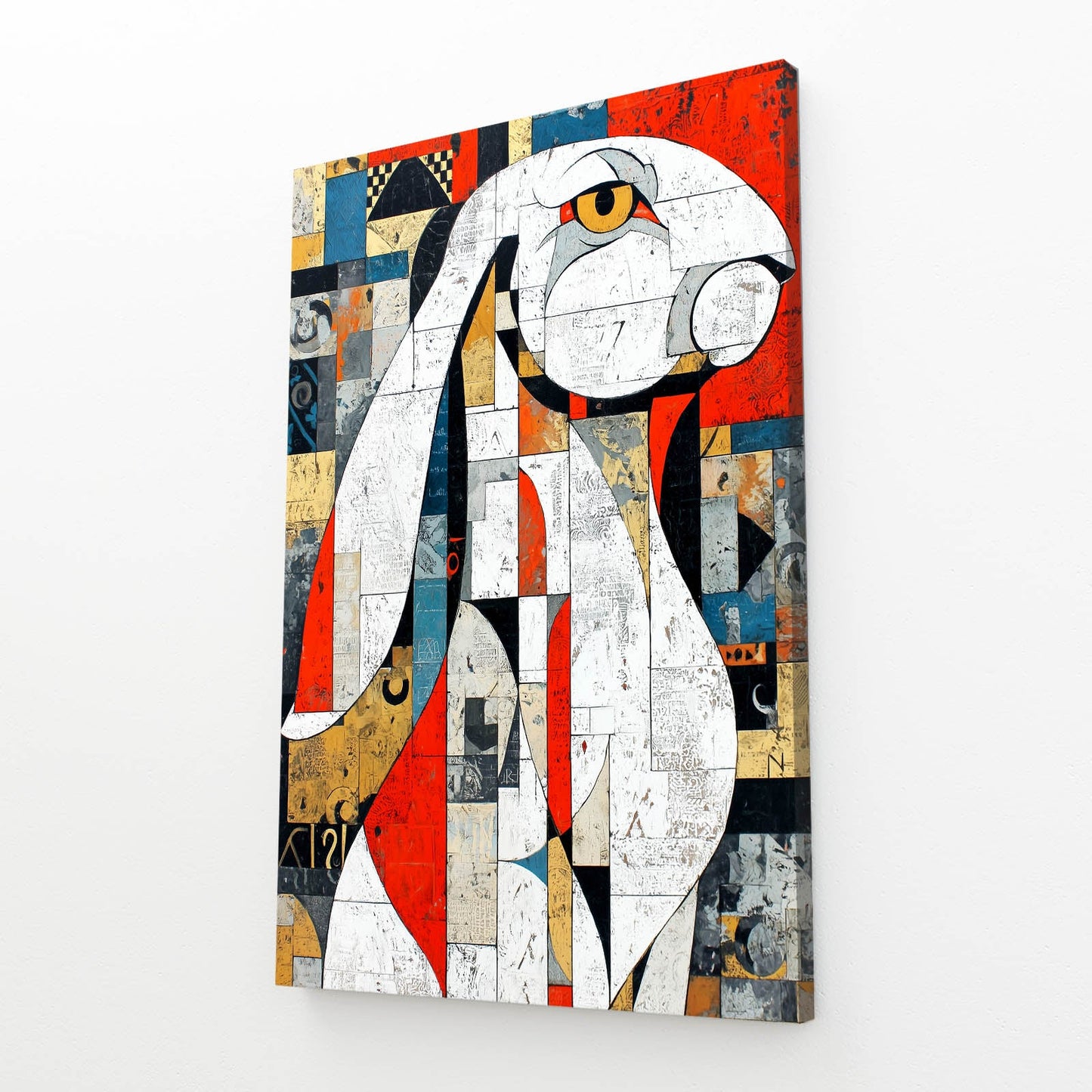 Geometric Bunny Prints – angled canvas view on white background