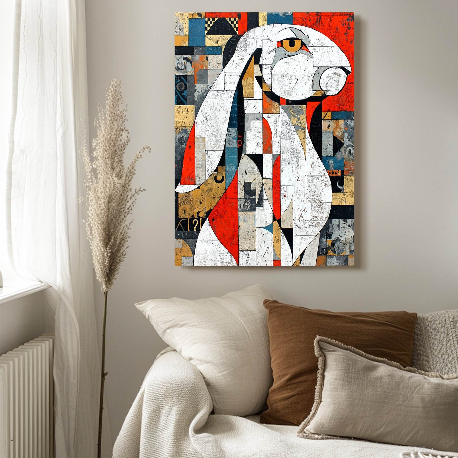 Geometric Bunny Prints – angled canvas view on white background