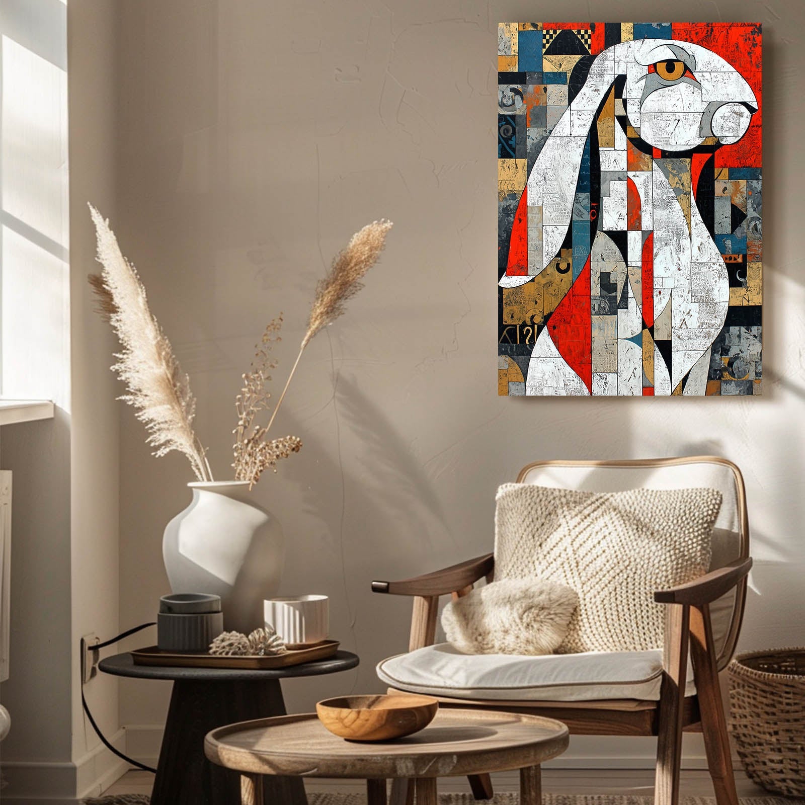 Geometric Bunny Prints – angled canvas view on white background