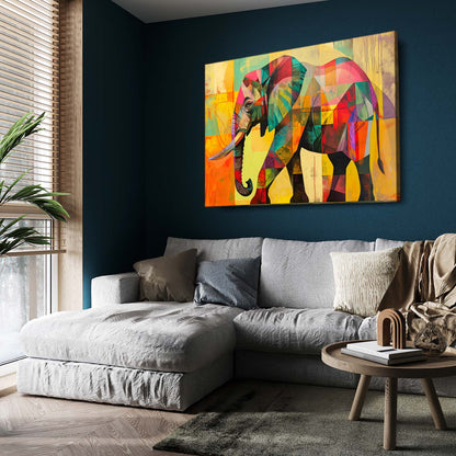 Geometric Colorful Elephant Art