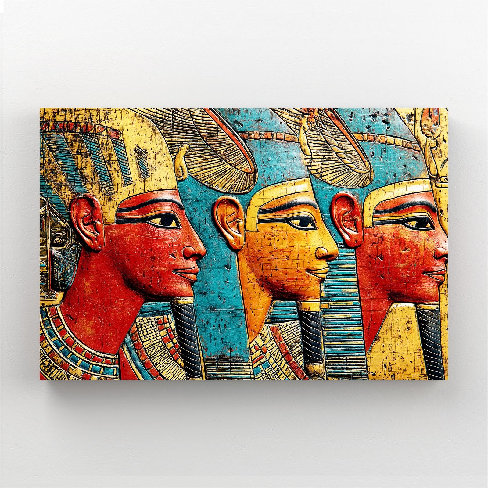Geometric Pharaoh Group Egyptian Wall Decor – styled in a furnished interior