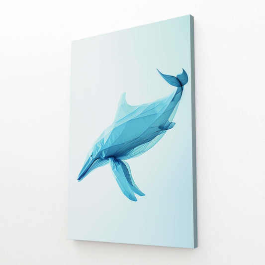 Geometric Polygonal Blue Whale Art