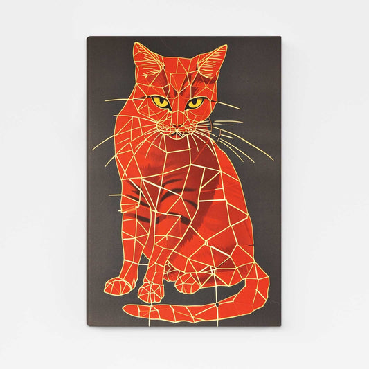 Geometric Red Cat Art