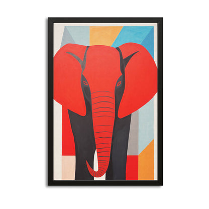 Geometric Red Elephant Art