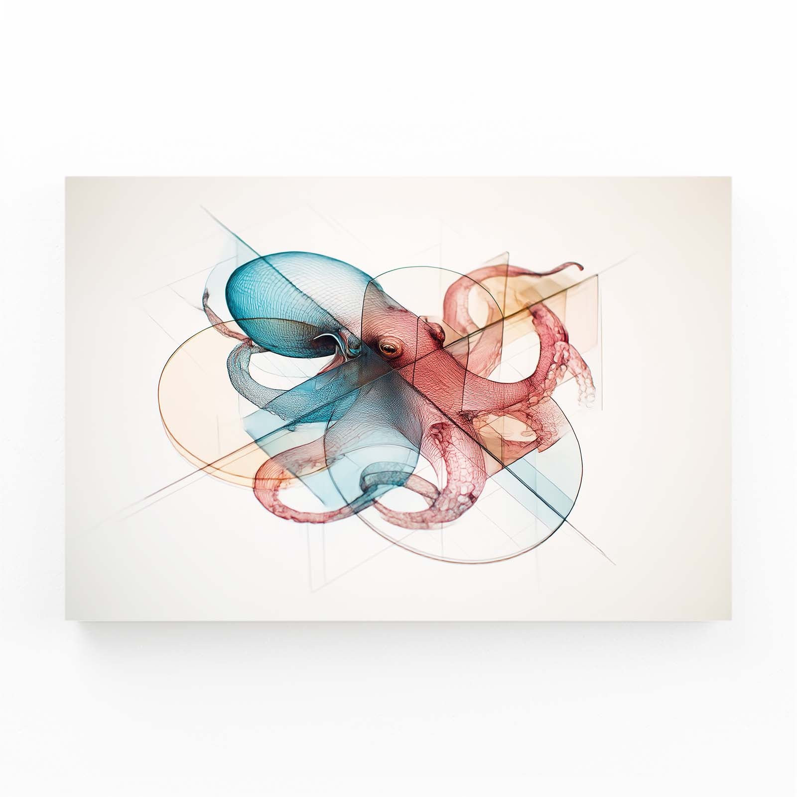 Ghost Line Overlay Octopus Wall Decor – ghost line overlay octopus canvas print