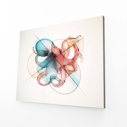 Ghost Line Overlay Octopus Wall Decor – angled canvas view on white background
