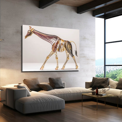 Modern living room with a giraffe art print on the wall