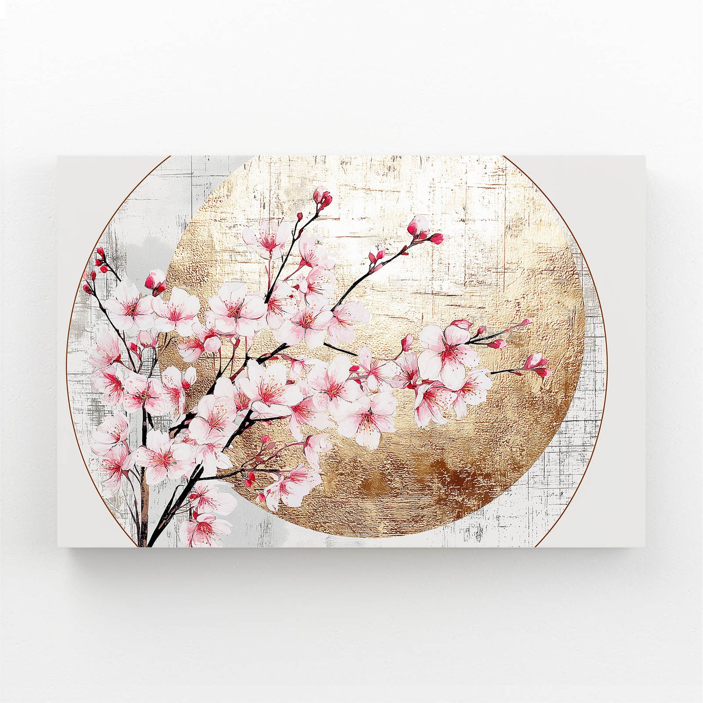 Gilded Circle Branch Cherry Blossom Art – gilded circle branch cherry blossom canvas print