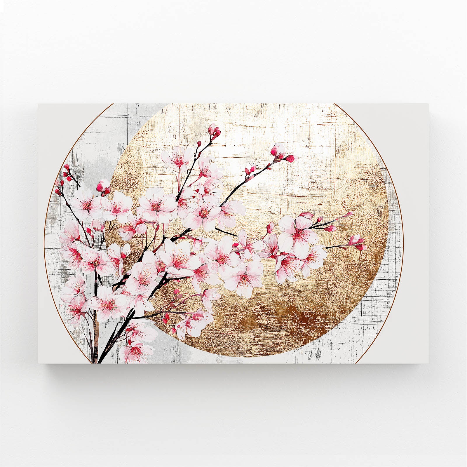 Gilded Circle Branch Cherry Blossom Art – gilded circle branch cherry blossom canvas print