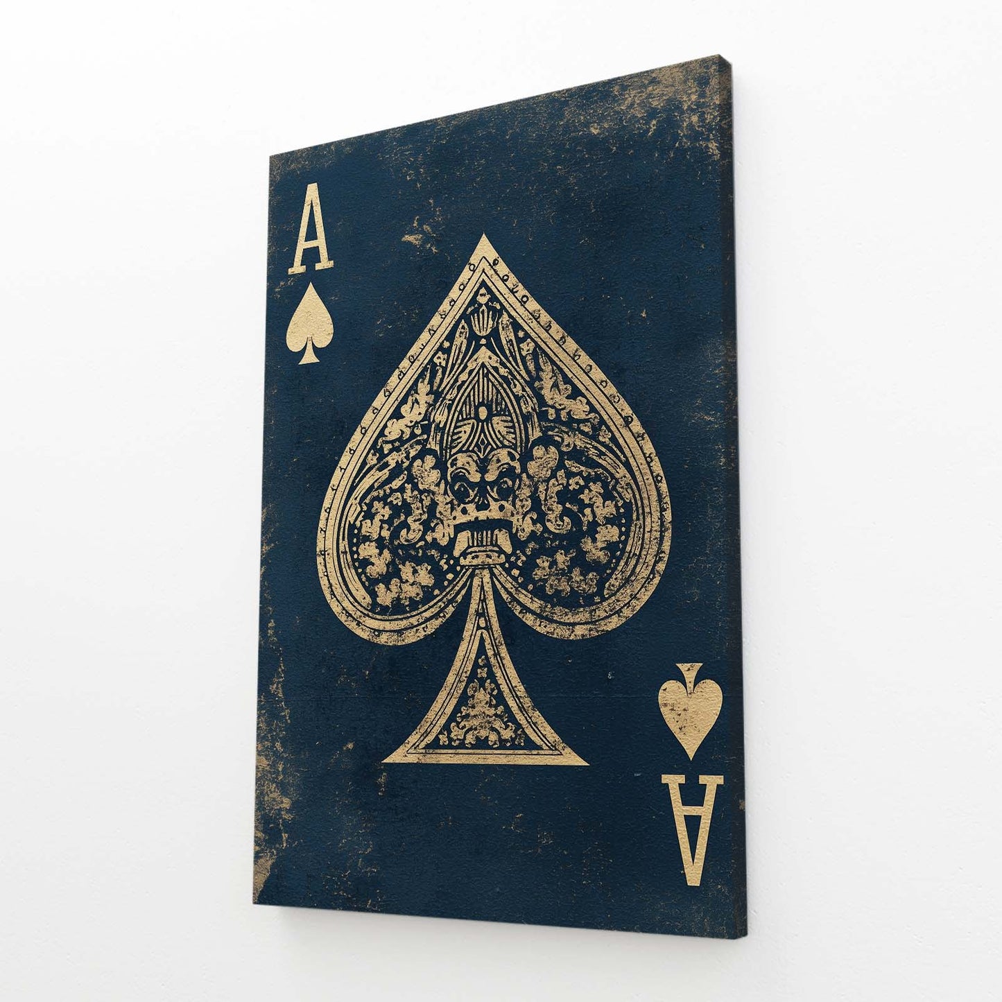 Gilded Filigree Ace Playing Card Canvas Art – angled canvas view on white background