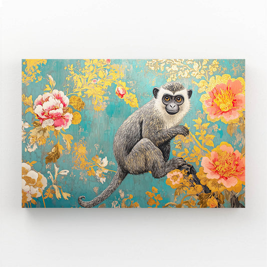 Gilded Floral Wallpaper Monkey Wall Decor – gilded floral wallpaper monkey canvas print