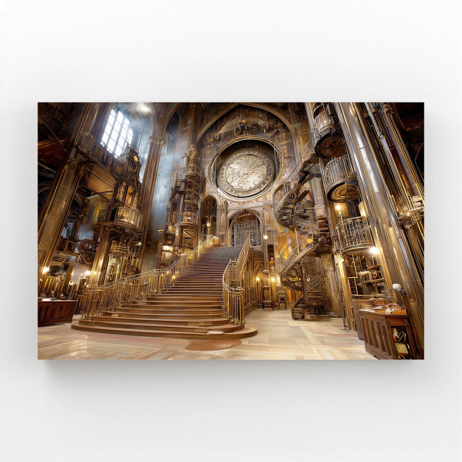 Gilded Grand Staircase Steampunk Wall Decor – gilded grand staircase steampunk canvas print