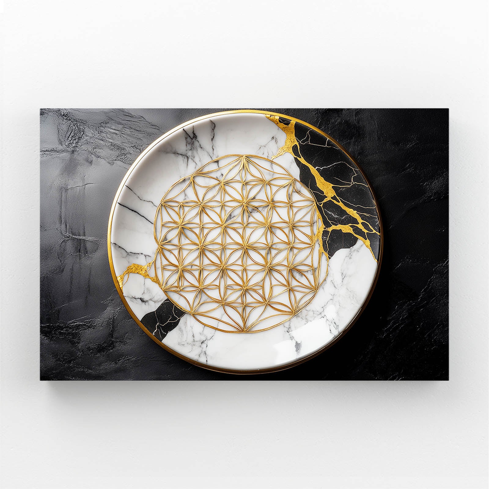 Gilded Marble Medallion Flower Of Life Canvas Art – gilded marble medallion flower of life canvas print