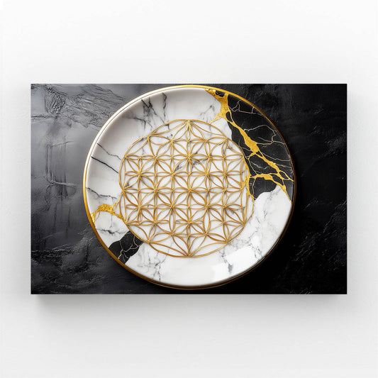 Gilded Marble Medallion Flower Of Life Canvas Art – gilded marble medallion flower of life canvas print
